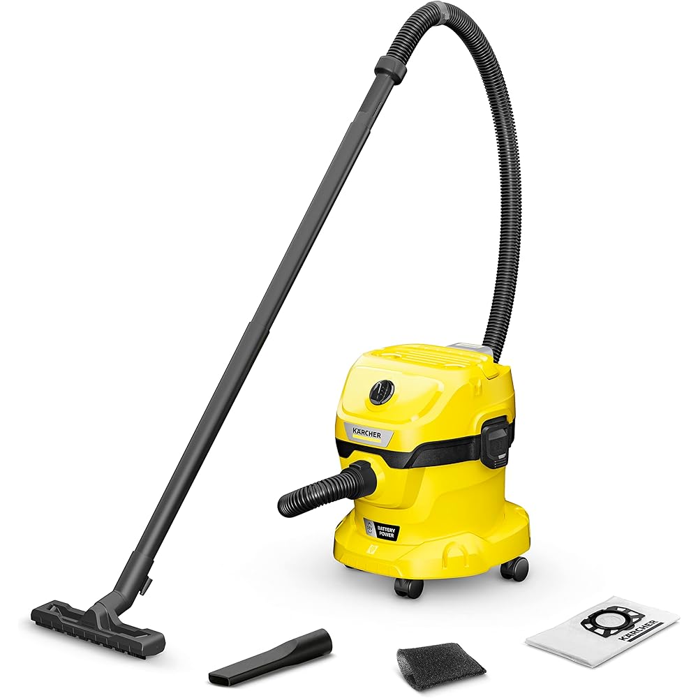 Kärcher WD 2-18, Aspirateur Eau & poussière sur Batterie, Alu, Jaune : Cuisine et Maison