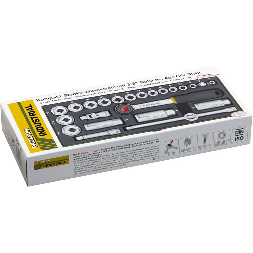 Proxxon 23110 Jeu de clés à douille 24 pièces 3/8" : Bricolage