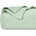 PHF Couverture 100 % coton - 230 x 270 cm - En nid d'abeille douce - Légère - Pour canapé, lit de mer, 230 x 270 cm - Vert herbe : Cuisine et Maison