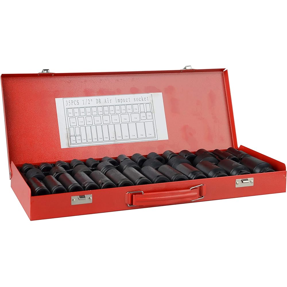 Lot de 35 douilles à choc 1/2" 6 pans 8-32 mm métriques profondes Outils de garage : Bricolage