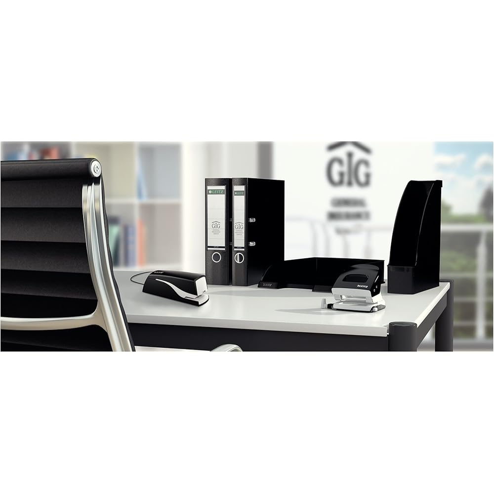 Leitz Agrafeuse Électrique de Bureau, Capacité 10 Feuilles, Noir, Alimentation Électrique, Agrafes Incluses, Gamme NeXXt, 55320095 : Fournitures de bureau