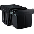 Relaxdays poubelle encastrable coulissante, 2 bacs, système de trie pour le sous-évier, 2x15l, 35,1 x 34,3 x 48 cm, noir : Cuisine et Maison