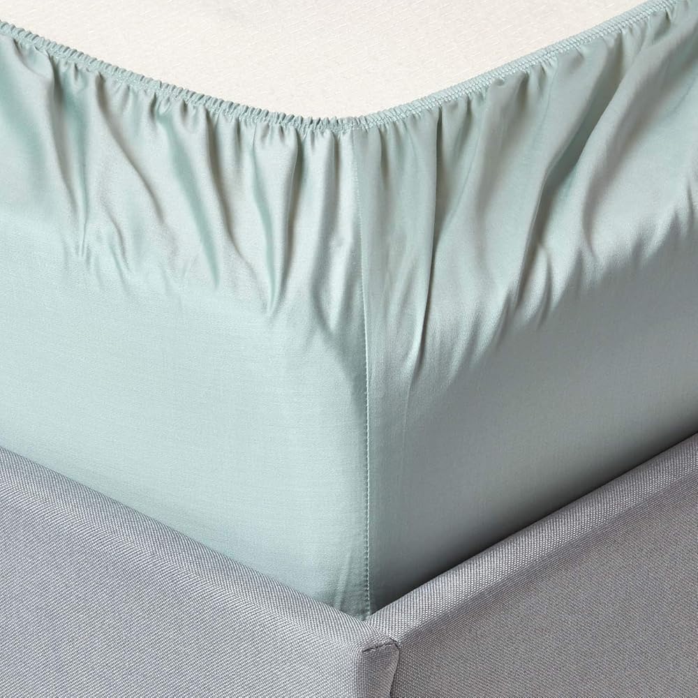 HOMESCAPES Drap-Housse Matelas Épais Coton Égyptien Bio 400 Fils Bleu givré 180 x 200 cm : Cuisine et Maison
