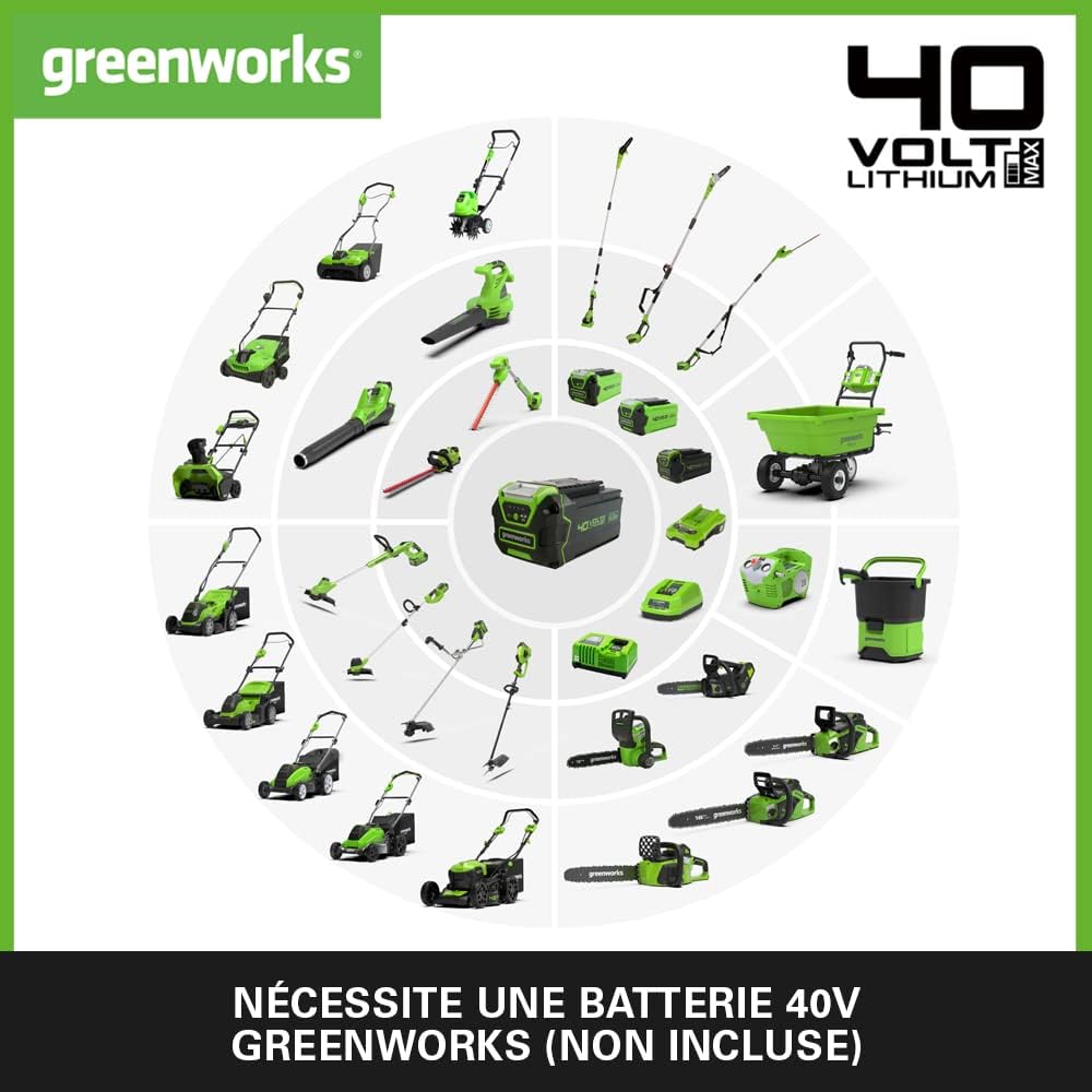 Greenworks G40HT61 Taille-Haie à Batterie, Lame Double Action de 61 cm, Coupe Jusqu'à 27 mm d'Épaisseur de Branches et de Tiges, 3000 tr/min SANS Batterie ni Chargeur 40V, Garantie 3 Ans : Jardin