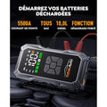 Booster Batterie Voiture avec Compresseur D’Air 150PSI, 5500A YaberAuto Booster Batterie Voiture Puissant (Tous Gaz/Diesel 10L) Démarreur avec Charge Rapide 18W, DC 150W LED 4 Modes 3,3 Grand Écran : Auto et Moto