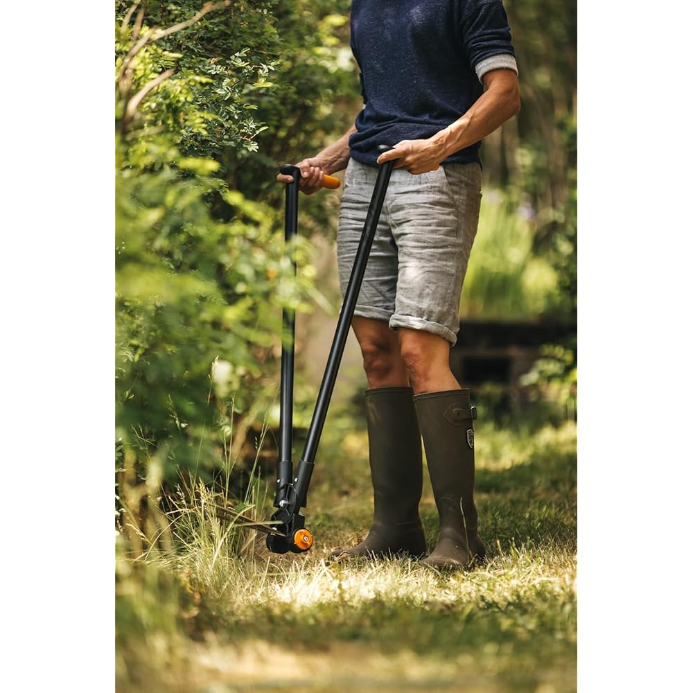 Fiskars Cisaille à Levier multifonctions pour haies & gazon, Portée max.: 2,5 m, Noir/Orange, PowerLever, GS53, 1001565 : Jardin
