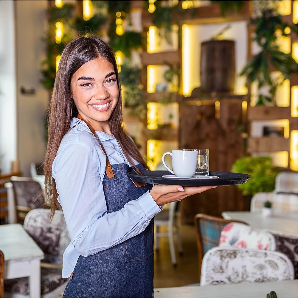 volila Plateau de Service Rond Non Dérapant - Pack de 4 (45 cm) Plateau Repas pour Service A Cafe et Boissons - Plateau Antidérapant pour Fêtes, Évènements, Bars, Restaurants et Maison : Cuisine et Maison