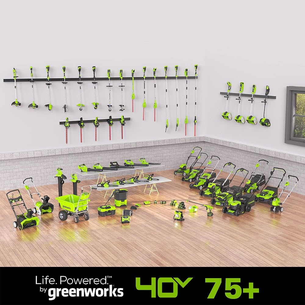Greenworks Aspirateur sans Fil GD40BVII avec Moteur sans balais, 370 km/h, 14,17 m³/Min, Sac de paillage de 45 L sans Batterie 40 V et Chargeur, Garantie 3 Ans : Jardin