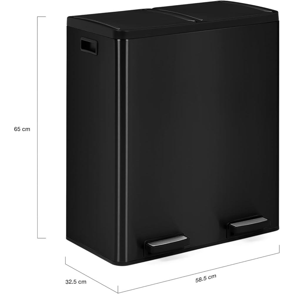 IDMarket Poubelle de Tri Sélectif 2x30L Noir