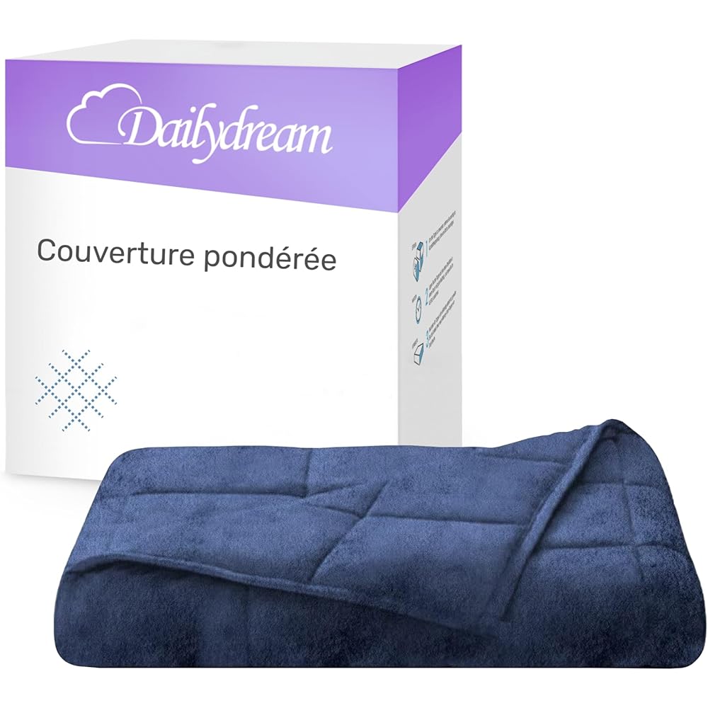 Dailydream Couverture thérapeutique lestée en polaire moelleuse - 6 kg - Pour adulte - 135 x 200 cm - Bleu : Cuisine et Maison