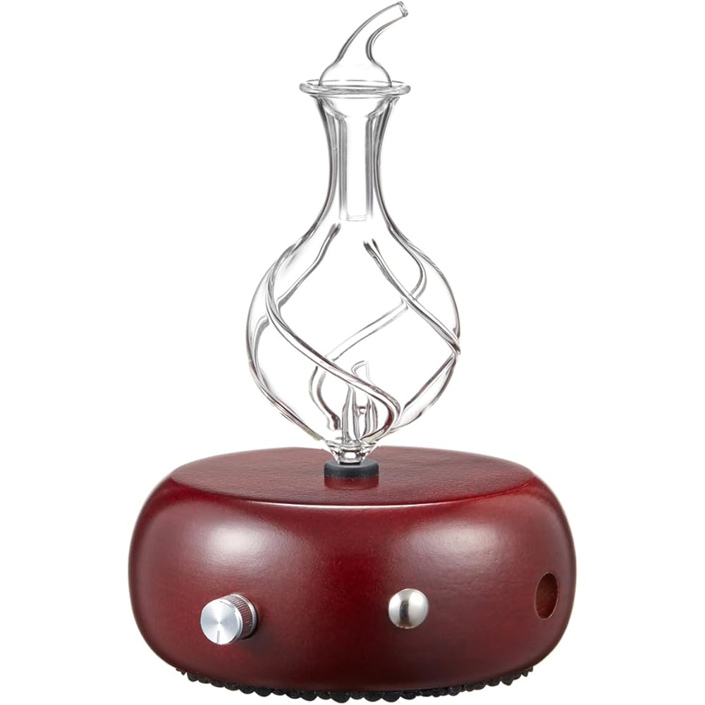 Organic Aromas Diffuseur d'huiles essentielles nébulisant – Radiance Dark I – Diffuseur d'aromathérapie en Verre Fait à la Main avec Base en Bois, diffuseur de lumière LED pour la Maison, Cadeau de : Hygiène et Santé