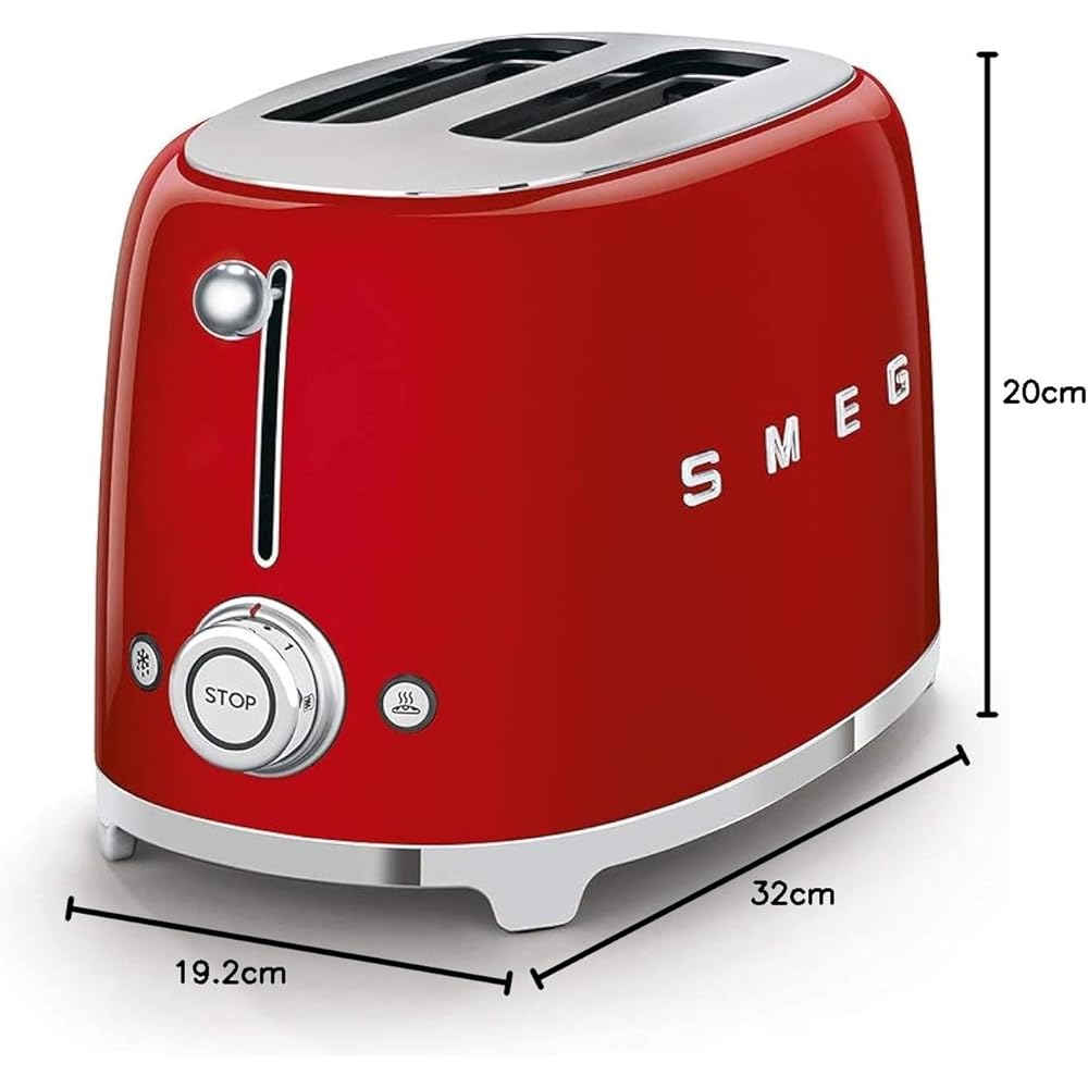 Smeg Grille-pain 2 Tranches TSF01RDUK Rouge
