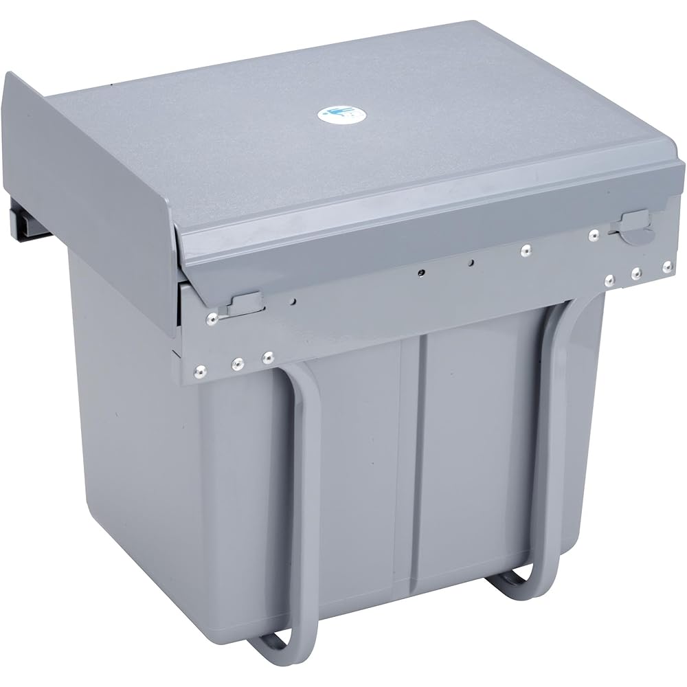 Poubelle de recyclage pour meuble de cuisine, poubelle sous évier 20 L, fixation inférieure et retrait manuel, poubelle amovible, avec couvercle : Cuisine et Maison