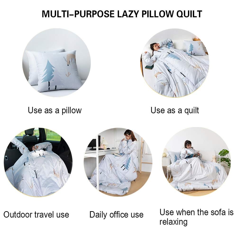 VOCD Couverture avec Manches, Couette Chaude Et Polyvalente avec Oreiller Paresseux, Couverture De Couette Épaisse Lavée d'hiver, Super Doux, Jeté Portable en Peluche pour Canapé, Sieste : Cuisine et Maison