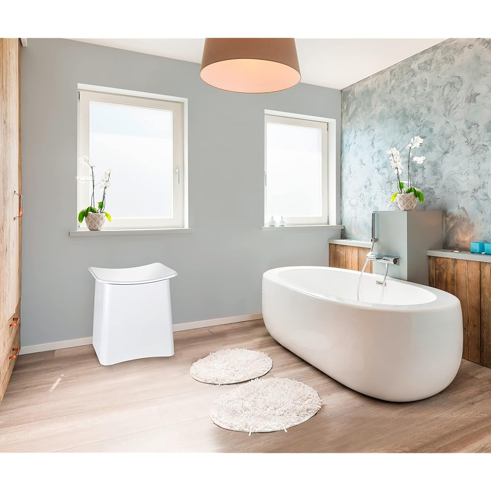 WENKO Tabouret de Salle de Bain Panier à Linge 33L Blanc