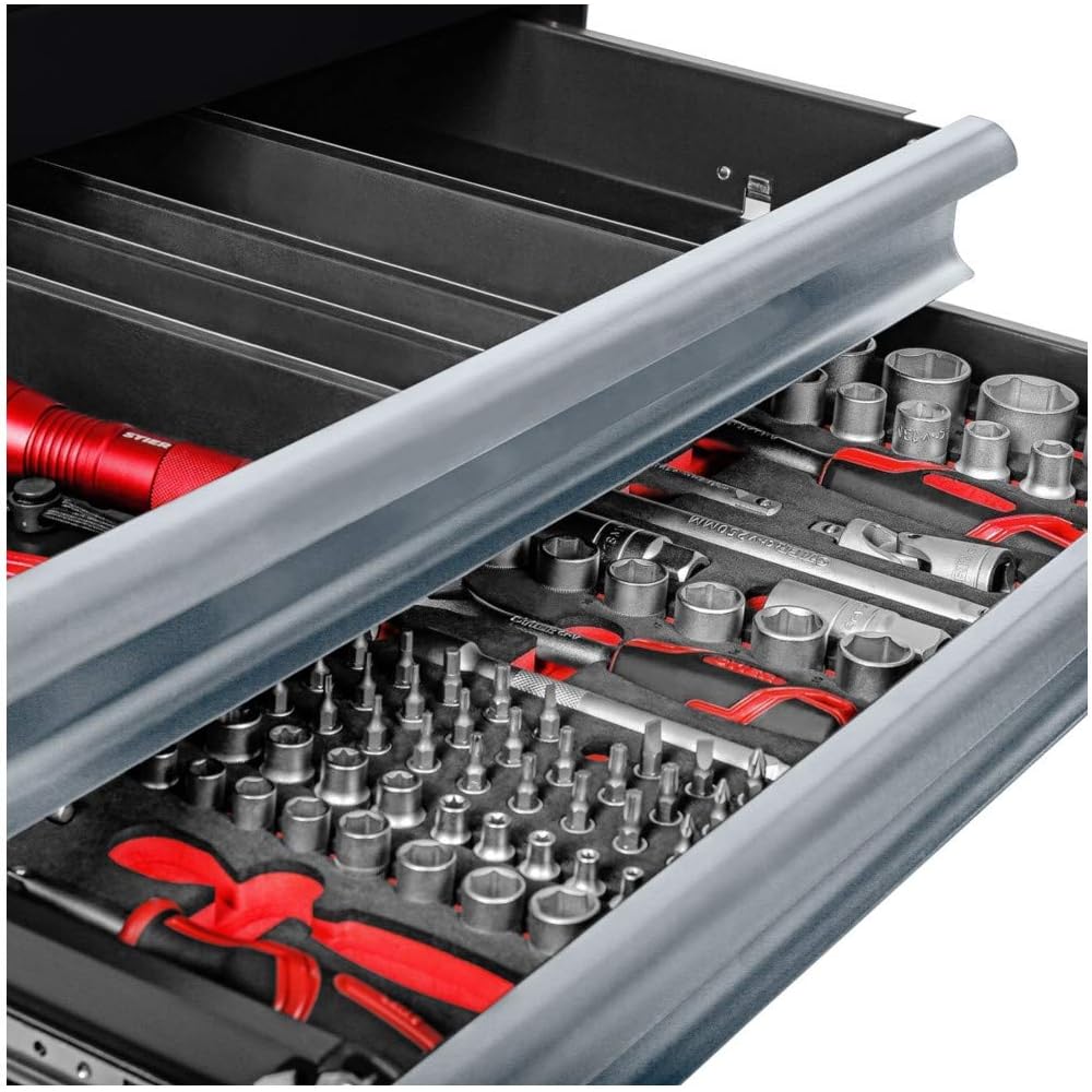 STIER Servante d'atelier vide BLACK-Edition, 884 x 696 x 490 mm, 7 tiroirs, charge max. 300 kg, chariot d'atelier, chariot d'outils, chariot de montage : Sports et Loisirs