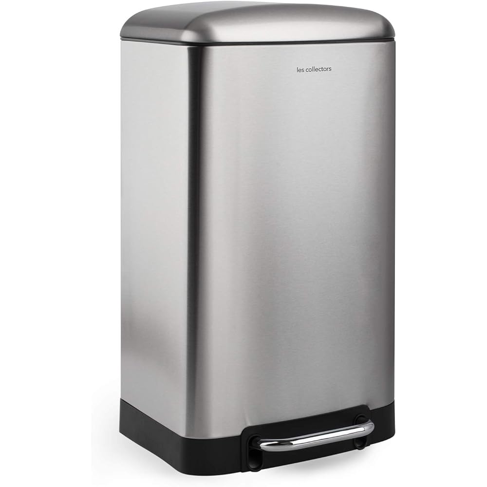 Les Collectors Poubelle de Cuisine à pédale Acier inoxydable n°712 Capacité 30 L, Compacte, Pratique, Seau intérieur amovible, Design, Résistante, Fermeture couvercle silencieuse : Cuisine et Maison
