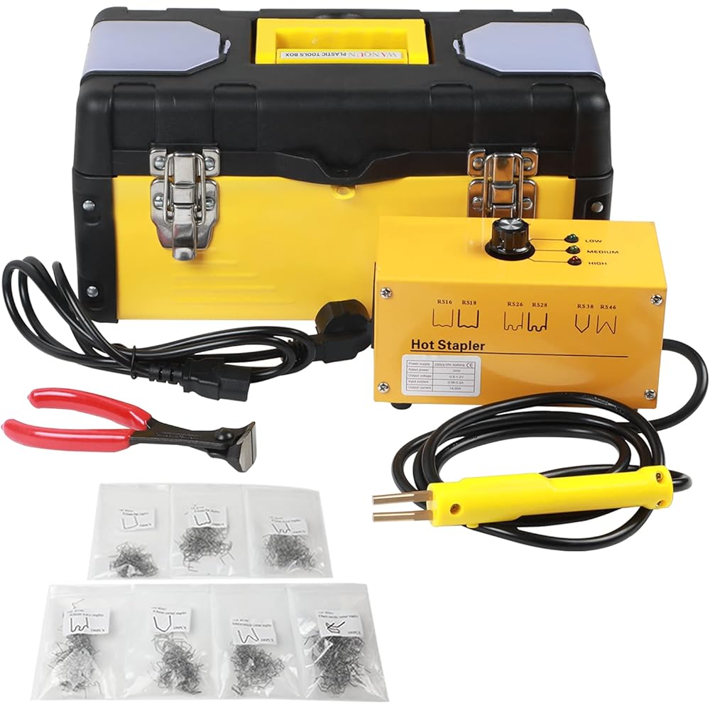 BELEY Kit de Soudure Plastique pour réparation de Pare-Chocs de Voiture, agrafeuse à Chaud 220 V Pistolet agrafeur avec 700 agrafes : Bricolage
