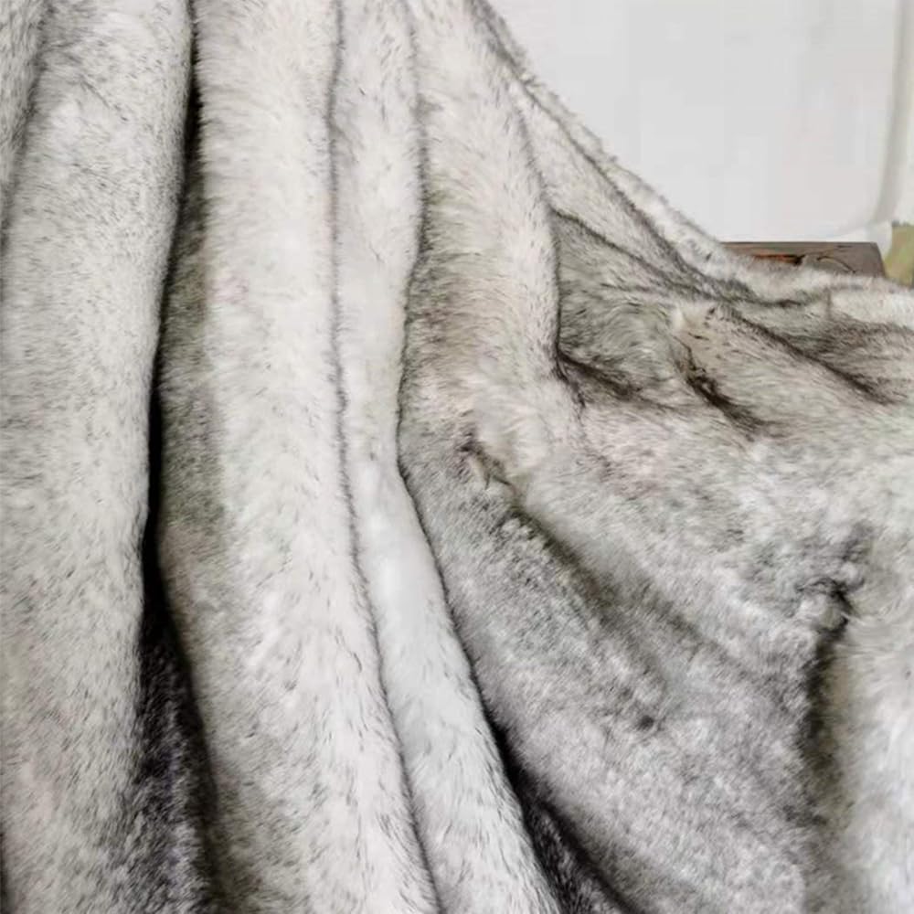 SKYLYZH Couverture Renard Imitation Fox Jet Fausse Fourrure pour Canapé Luxueux Faux Cuir PV vers Le Bas Lit Blanket Pied d'hiver Throw-60X150 cm : Cuisine et Maison