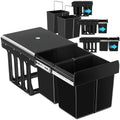 TecTake® Poubelle de tri selectif pour Meuble de cuisine Poubelle cuisine Noir Poubelle 2 compartiments 2x15L Poubelle cuisine 30 litres Poubelle sous evier Poubelle encastrable Poubelle plastique : Cuisine et Maison