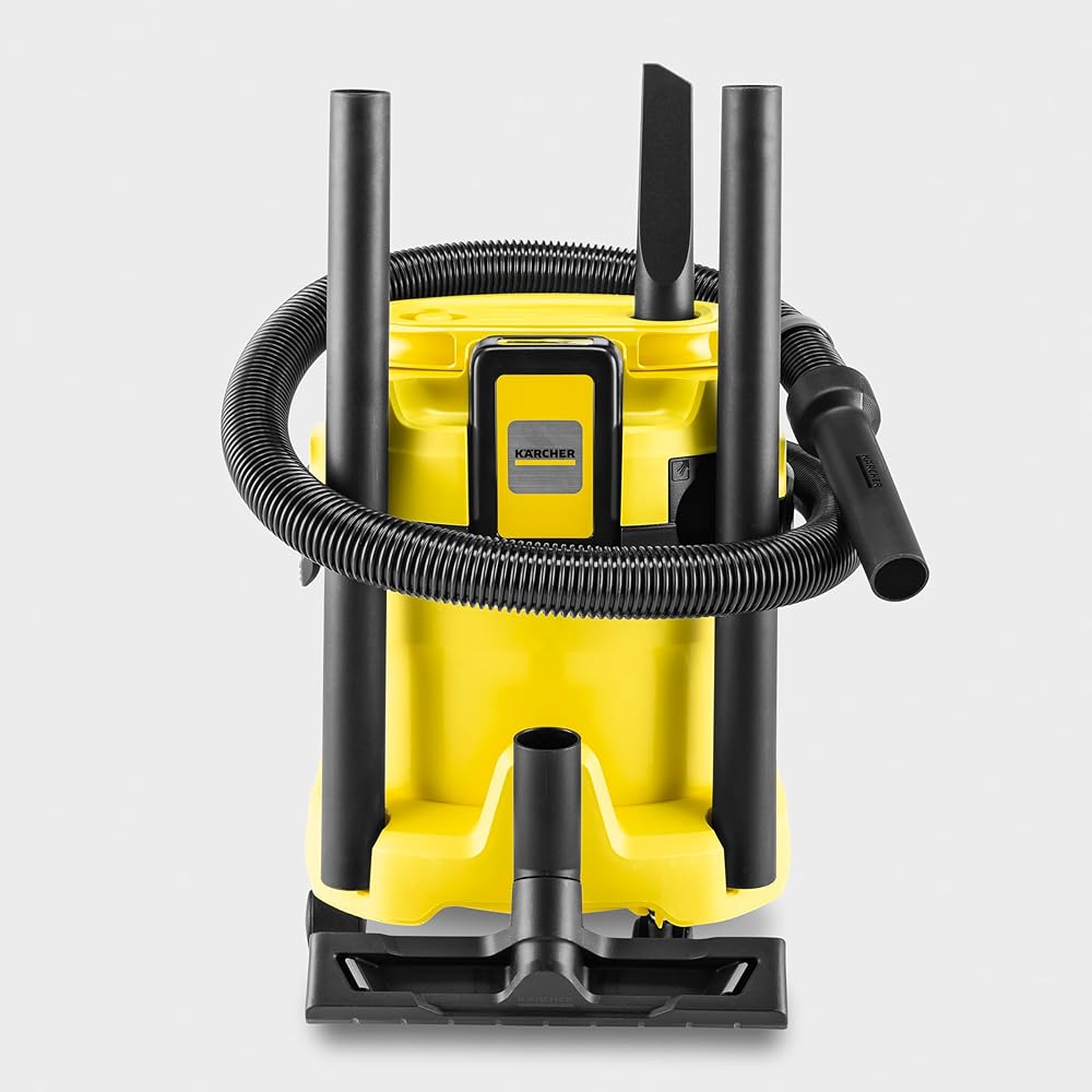 Kärcher WD 2-18, Aspirateur Eau & poussière sur Batterie, Alu, Jaune : Cuisine et Maison