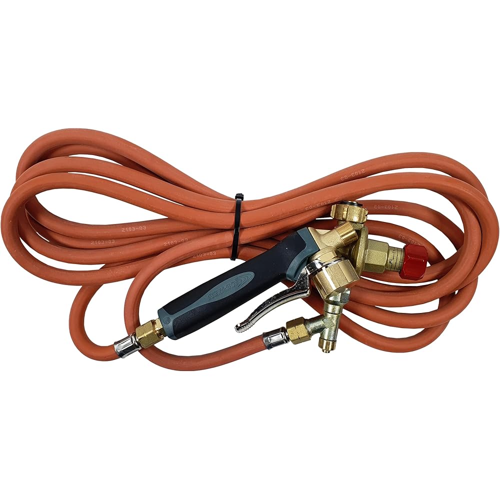 Express 6066 Accessoire Lampe à souder-Fer de Couvreur-Chalumeau d'étanchéité-Pièces de Rechange-Set composé d'un Manche à gâchette bimatière + 4,75m de Tuyau + détendeur Set 3 : Bricolage