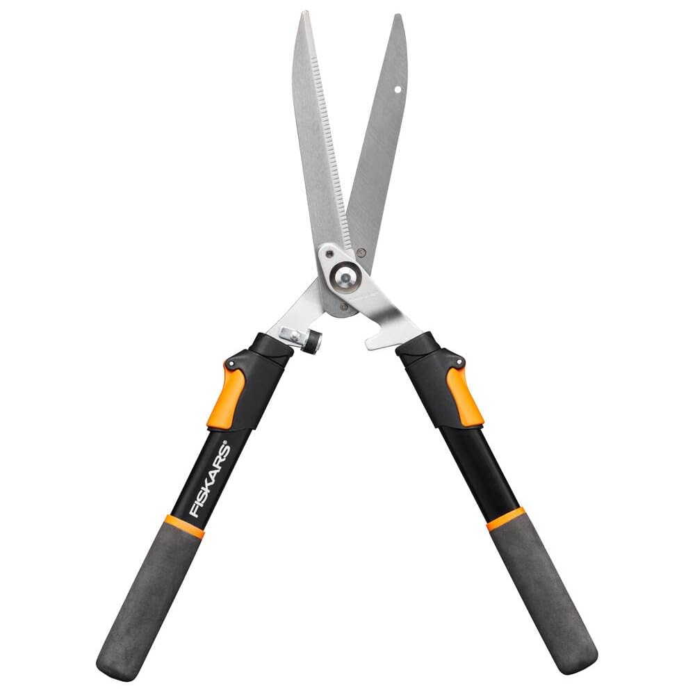Fiskars Cisaille à Haies Télescopiques, Poignées SoftGrip, Lames en acier de qualité supérieure, Longueur : 63 - 83 cm, Noir/Orange, HS13, 1027527 : Jardin