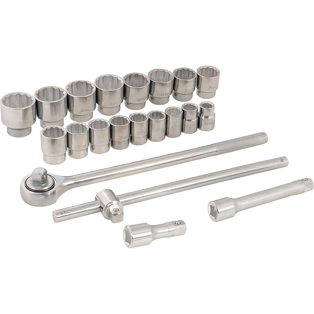 Silverline - Coffret clés et douilles métriques 3/4", 21 pcs (633663), Argent : Bricolage