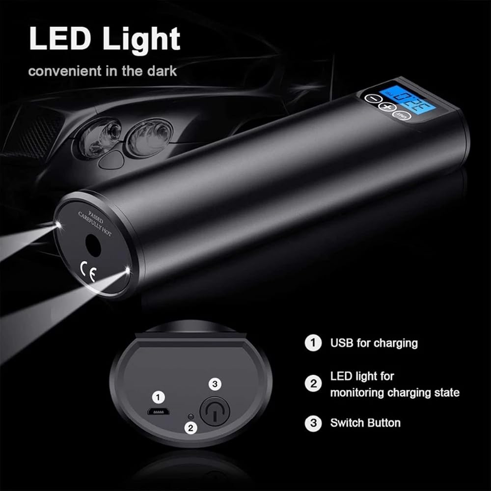 Boyuan Compresseur d'air Portable, Gonfleur de Pneu 2000 mAh, Pompe à vélo sans Fil 150 PSI pour Voiture, Moto, vélo, Balle, Tours de Natation ou décoration Gonflable de fête : Auto et Moto