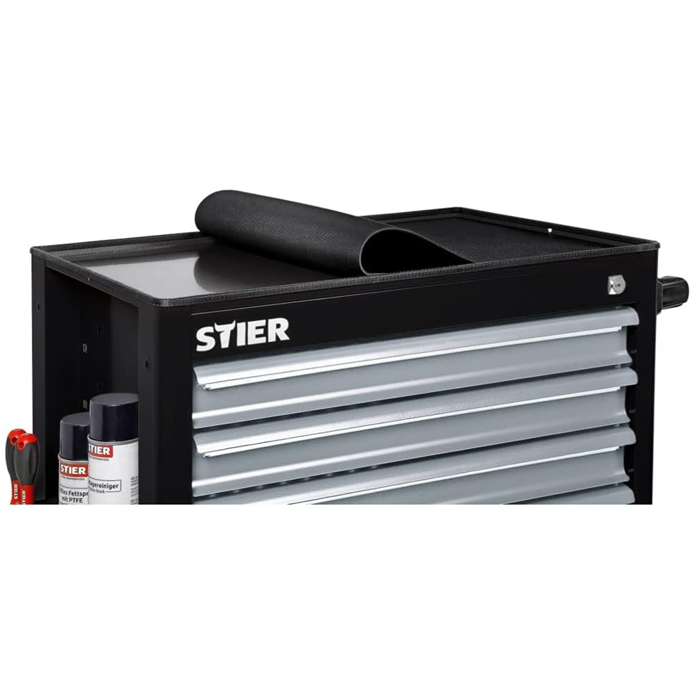 STIER Servante d'atelier vide BLACK-Edition, 884 x 696 x 490 mm, 7 tiroirs, charge max. 300 kg, chariot d'atelier, chariot d'outils, chariot de montage : Sports et Loisirs