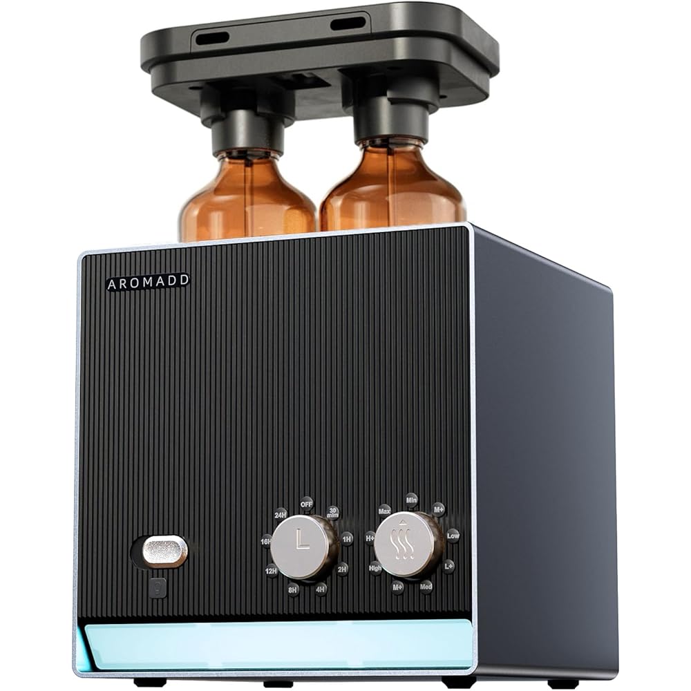Aromadd Diffuseur intelligent sans eau 2025 de 2000 m², 2 machines à air parfumé de 200 ml pour maison et hôtel, technologie d'air froid, diffuseur d'huiles essentielles pour grande pièce – Double : Hygiène et Santé