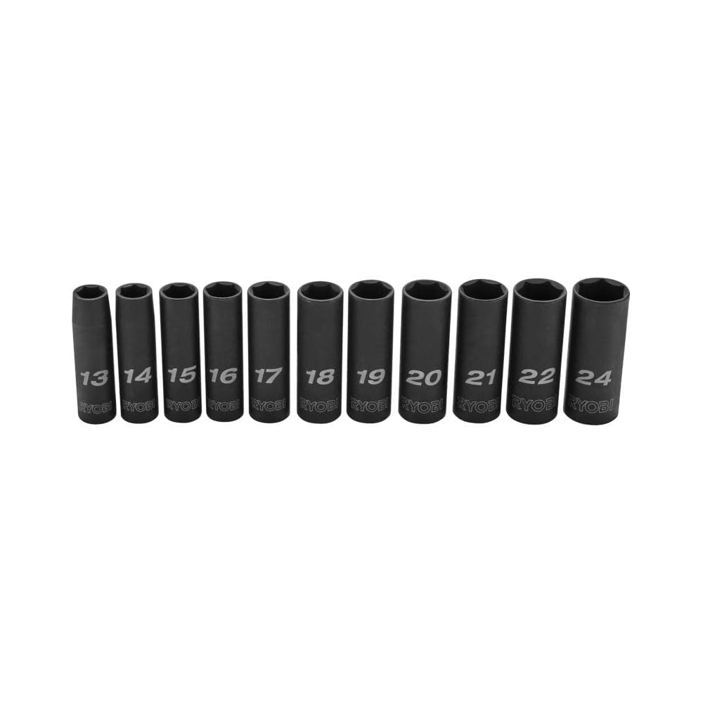 RYOBI Lot de 11 douilles à choc métriques profondes 1/2" : Bricolage