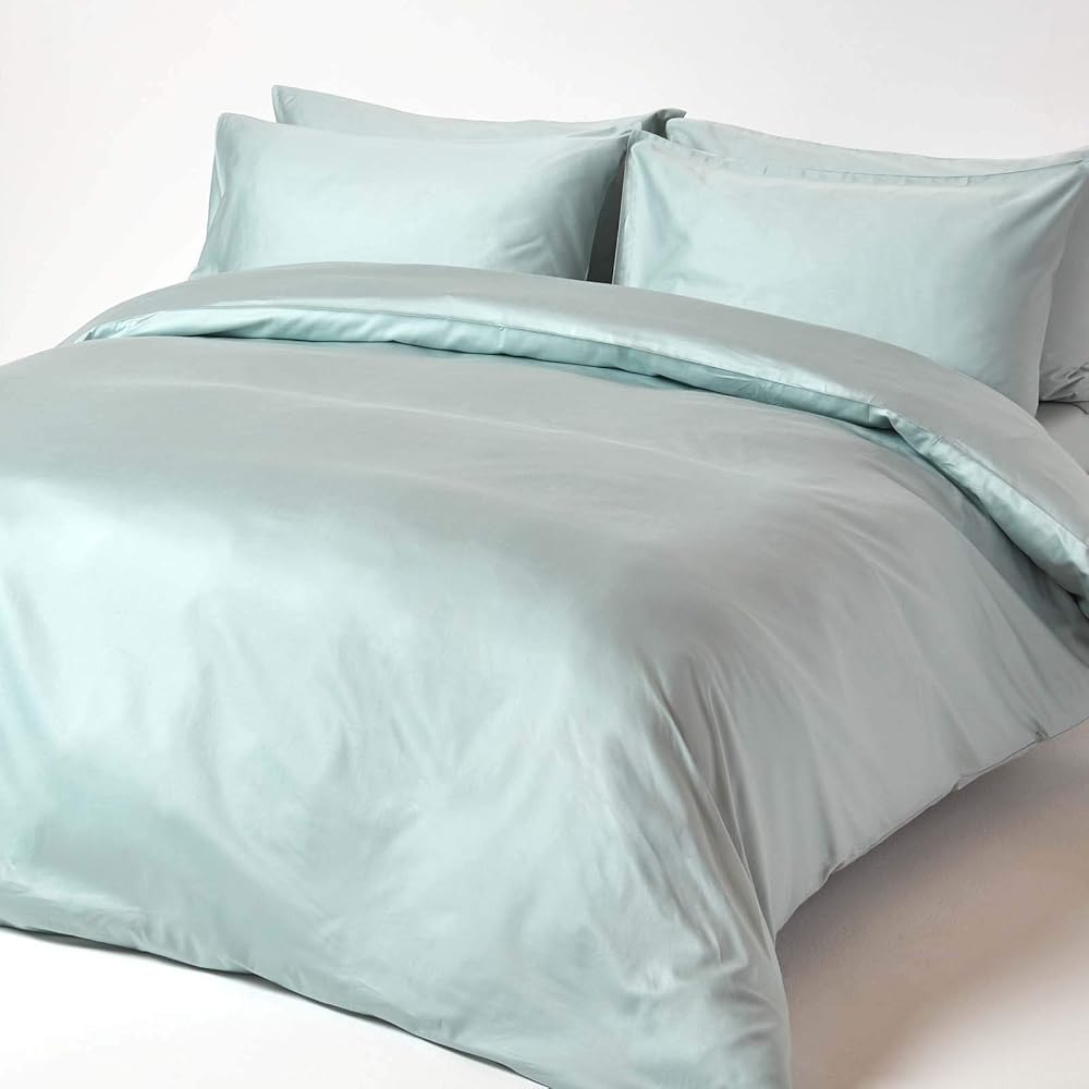 HOMESCAPES Drap-Housse Matelas Épais Coton Égyptien Bio 400 Fils Bleu givré 180 x 200 cm : Cuisine et Maison