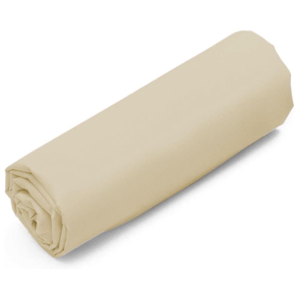 Tradition des Vosges Drap Housse - Uni Percale de Coton 160 x 200 cm Beige Lin : Cuisine et Maison