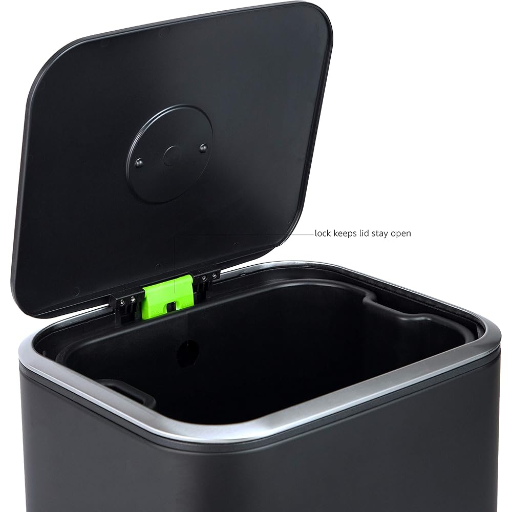 Amazon Basics Poubelle rectangulaire à fermeture douce - 32 l, noir : Cuisine et Maison