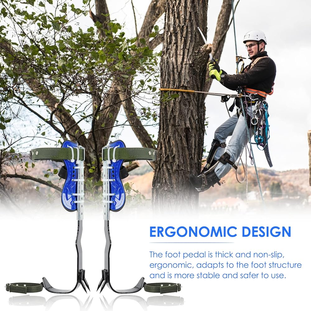 Helangel Griffe elagage,Ensemble de Pointes d'escalade d'arbre avec Ceinture de sécurité à Cinq Points Outils de Mise à Niveau,Ensemble de grimpeur d'arbre : Sports et Loisirs