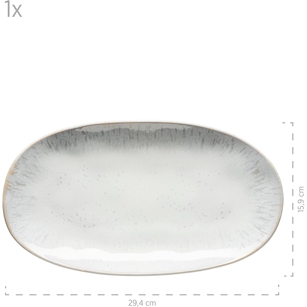MÄSER Série Frozen Lot de 3 plateaux de service en céramique en 3 tailles, look vintage moderne, glaçage moucheté de couleur, grès, blanc, petit : Cuisine et Maison
