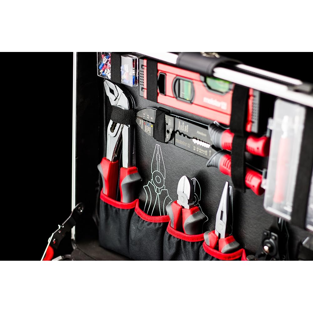Meister Chariot à outils 156 pièces - Ensemble d'outils - Avec roulettes - Poignée télescopique / Mallette à outils professionnelle remplie / Boîte à outils roulante / 8971440 : Bricolage