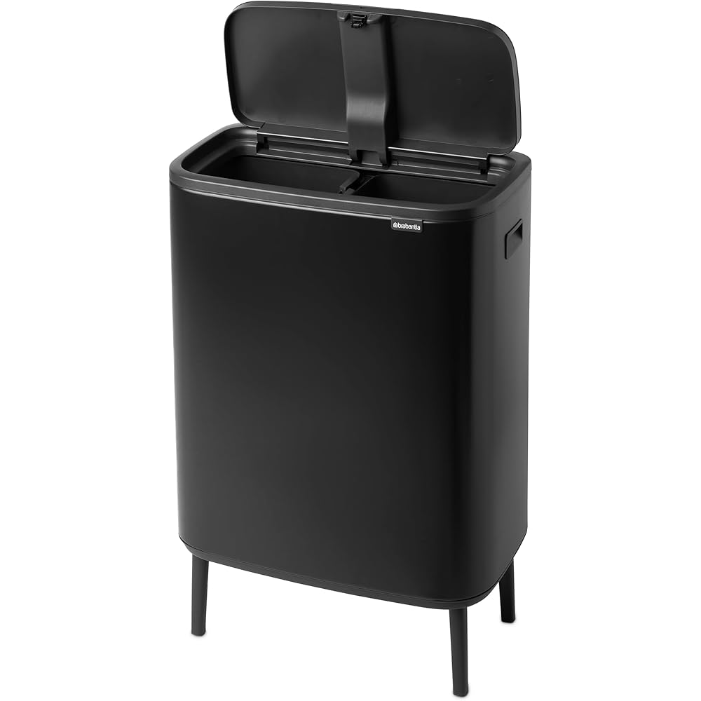 Brabantia - Poubelle 2 x30l - Bo Touch Bin Hi - Poubelle Double Poubelle XXL idéale tri sélectif - Poubelle de Cuisine Garantie 10 ans - Poubelle 60L Ecologique - Noir : Cuisine et Maison
