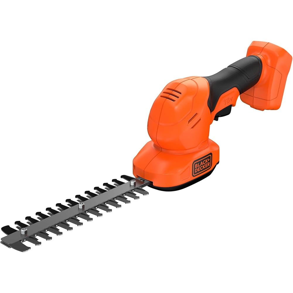 BLACK+DECKER Combo 2 en 1 Scupte-Haies et Cisaille à Gazon - 18V - Lame Sculpte-Haies et Lame Cisaille 20 cm - Changement Lame sans Outil - Poignée Ergonomique - sans Batterie, Chargeur - BCSS18B-XJ : Jardin