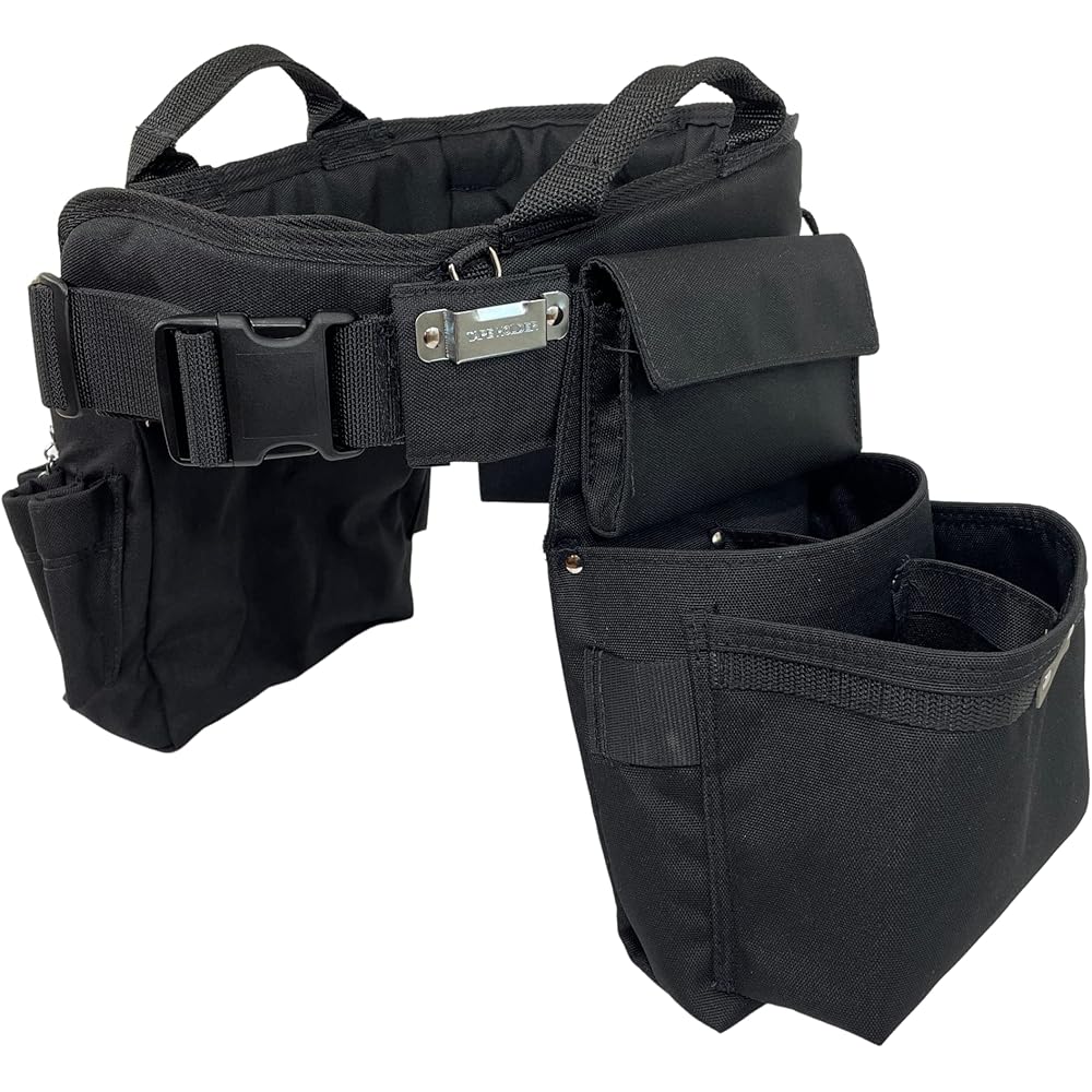 BOULDER BAG Ultimate Electrician's MAX Combo avec ceinture à outils de soutien dorsal confortable, boucle à dégagement rapide, ceinture à outils robuste, noir, (taille M de 71 à 81 cm), ceinture à : Bricolage