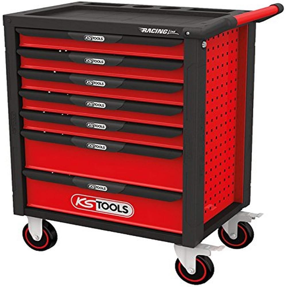 KS Tools 826.7515 RACINGLINE Servante d'atelier avec 7 tiroirs et 515 outils haut de gamme Noir/rouge : Bricolage