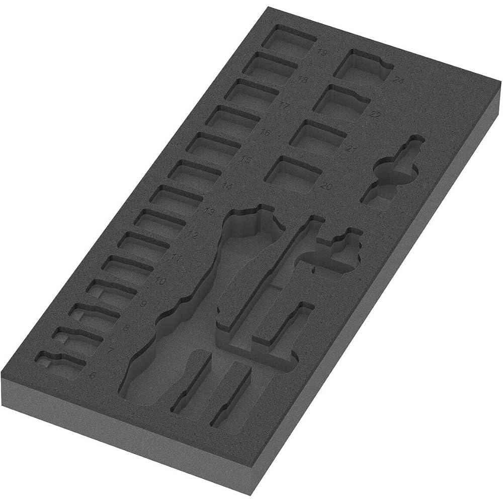 Wera 05150111001 Insert en mousse 9721, jeu de cliquet 8000 B Zyklop 3/8" 1, 23 pièces Noir-vert : Bricolage