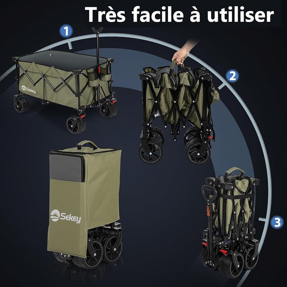 Sekey Chariot de jardin pliable 200L 150kg