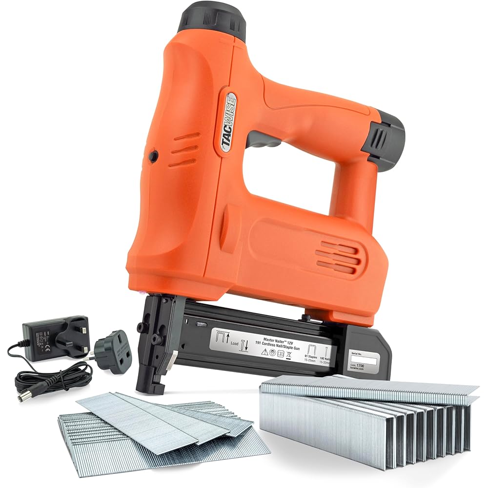Tacwise 1700 Master Nailer 12V 191 Agrafeuse/Cloueuse Sans Fil avec 1000 agrafes et 2000 clous, Utilise des Agrafes de type 91 et des Clous de type 18G : Beauté et Parfum