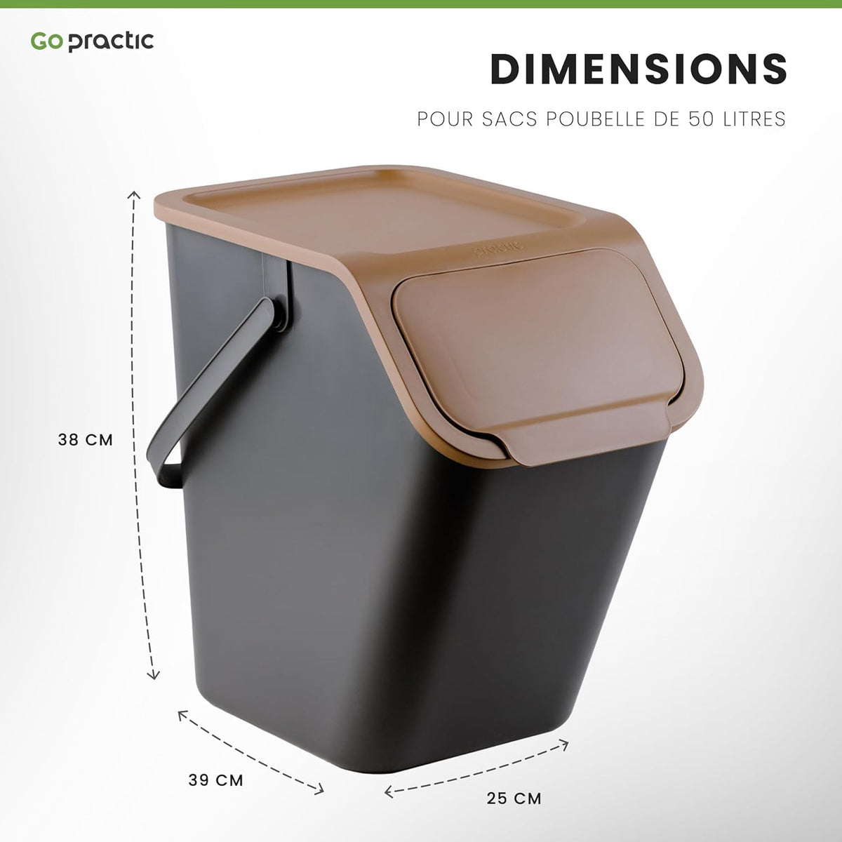 Go Practic Set de Poubelles de Cuisine Avec Couvercle, 2 Pièces 25L Noir et Jaune de Recyclage, Conteneur à Déchets, de Tri Des Déchets en Plastique Durable et Spacieuse : Cuisine et Maison