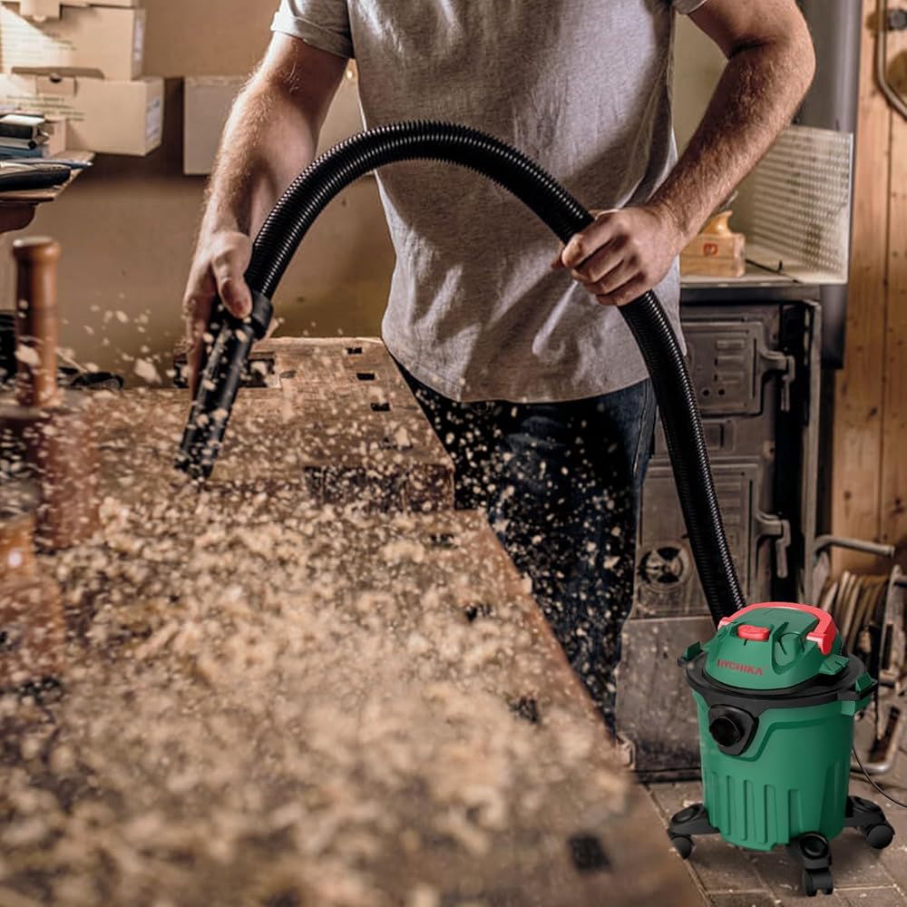 HYCHIKA 1000 W Aspirateur Eau Et Poussières, 3 en 1 Injecteur/Extracteur, Cuve : 12 l, Fonction de Nettoyage du Filtre, Fonction de Soufflage, Convient pour Les Petits nettoyages : Cuisine et Maison