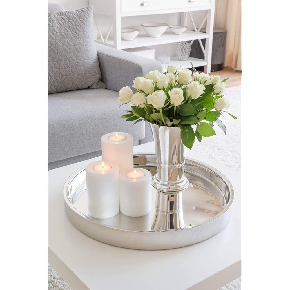 Edzard Plateau de Service Alaska en Acier Inoxydable, Rond, diamètre 32 cm : Cuisine et Maison