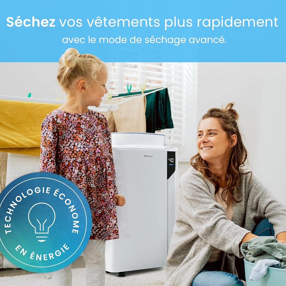 Pro Breeze Déshumidificateur d Air 20L/Jour - Deshumidificateur économe en énergie avec Mode Séchage des Vetements, Capteur et indicateur d'humidité, Filtre - Absorbeur d'humidité et moisissures : Cuisine et Maison