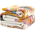 Wotcsil Plaid Canapé en Coton Orange Bleu Floral Couverture Jeté Canapé Boho Réversible Couvre Lit Fauteuil Dessus Grande Taille Bohème, 200x230cm : Cuisine et Maison